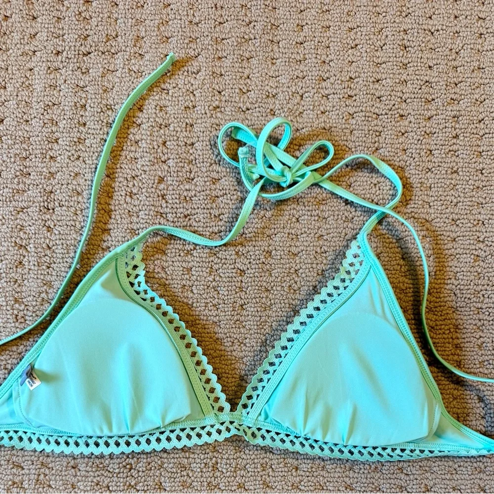 NWOT aerie Turquoise Crochet-Trim Triangle Bikini Top, Sz L